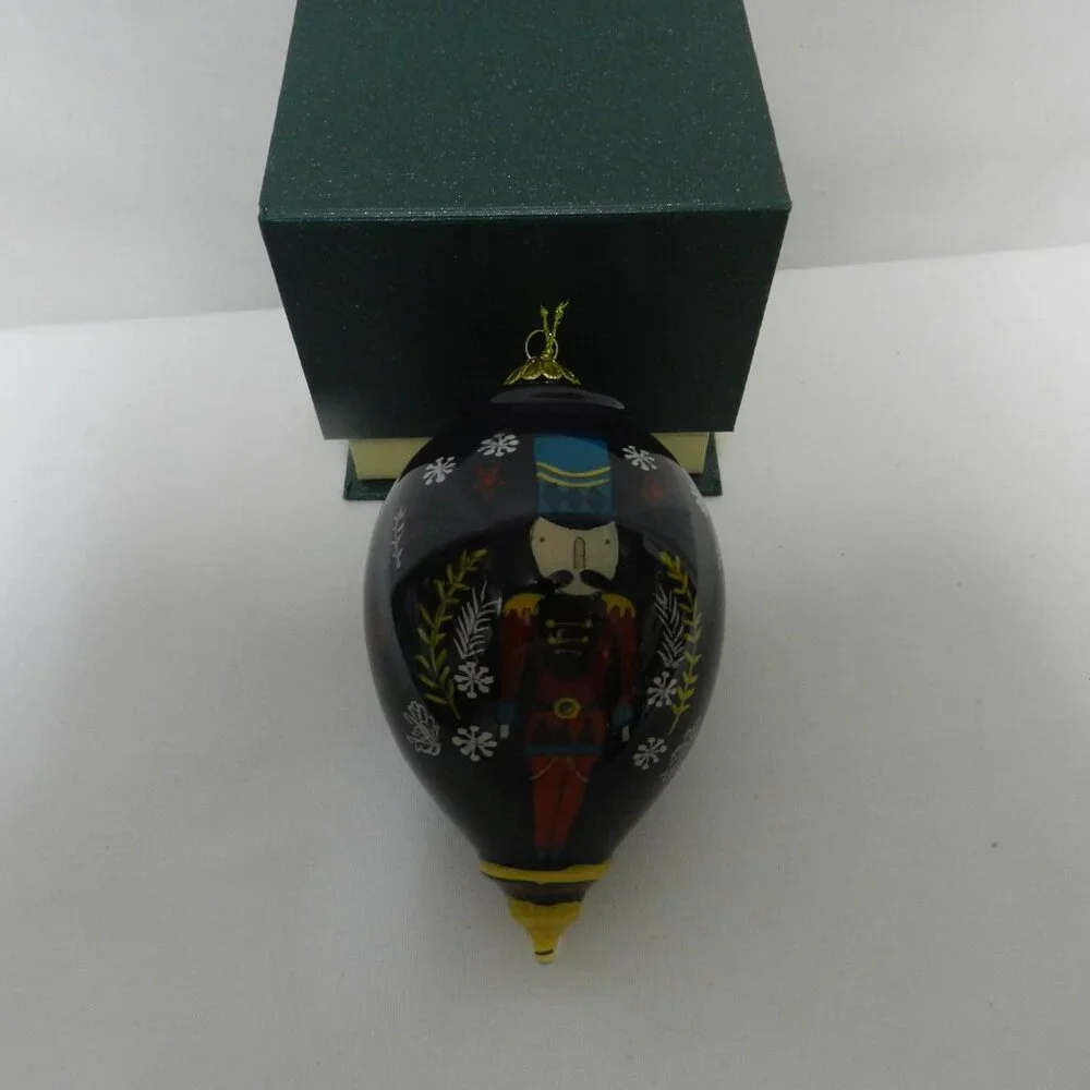 Nutcracker Christmas Tear Drop Glass Ornament Li Bien Hand painted 2019 w/ Box